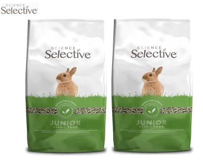 2X SUPREME SCIENCE SELECTIVE JUNIOR RABBIT FOOD DWARF BREED HIGH FIBRE DIET 10KG