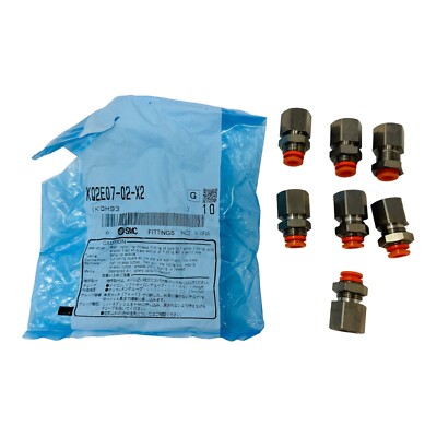 SMC CORPORATION KQ2E07-02-X2 FEMALE BULKHEAD CONNECTOR NOS NEW QTY 7pcs