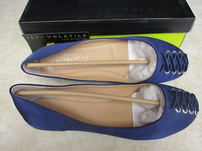 NEW IN BOX * VERY VOLATILE * DEVS SATIN CORSET * NAVY BLUE * BALLET FLATS * 10M