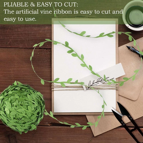 DIY Crafts Leaf Ribbon Artificial Vine Wreaths for Outdoor Willow Garland Green - Bild 5 von 20