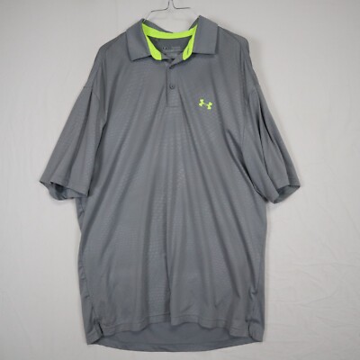 Under Armour Polo Shirt Mens XL HeatGear Loose Golf Gray Scale Short Sleeve