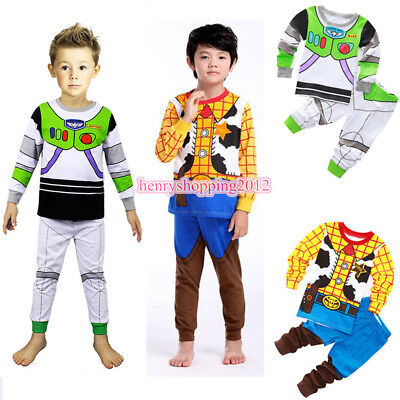 2Pcs/Set Kids Boys Cartoon Printed Sleepwear Pajamas Tee Pj's Matching Sets 1-8Y 