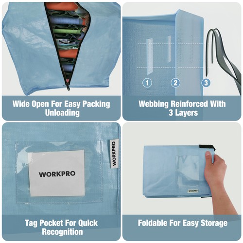 6Pack Extra Large Moving Bags with Zippers & Carrying Handles Backpack Straps - Picture 6 of 7