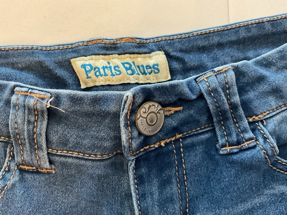 Pantalones Cortos de Denim PARIS BLUES Con Puños Corte Para Mujer/JR Talla 5 Denim Envejecido Foto 2 de 4