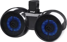 Pyle 6.5" 200 Watt Peak Power 2-Way Marine LED Black Tower Speakers (Pair)