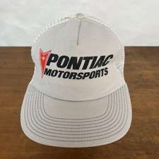 Vintage Pontiac Motorsports Gray Polyester Foam Mesh Snapback Trucker Cap Hat