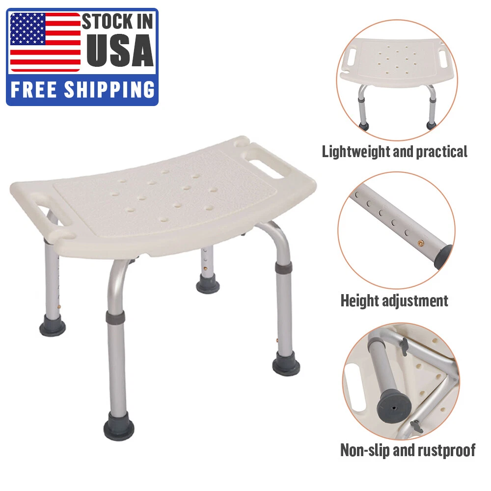 Elderly Adult Bath Shower Chair Adjustable 7 Height Bench Bath Stool Tub  Seat