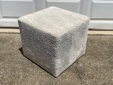 New Square Cube Ottoman Footstool Pouf Stool Designer Off White Boucle Fabric