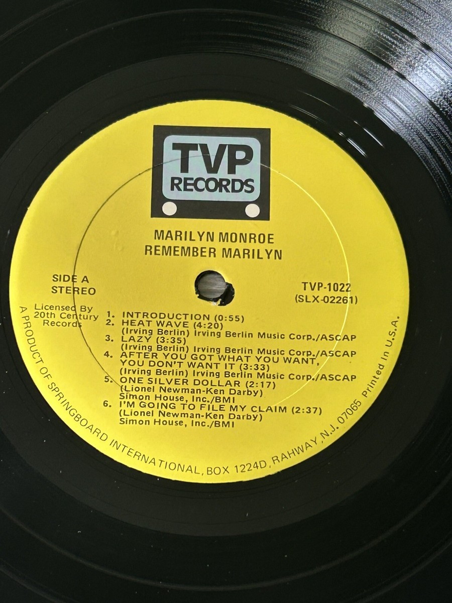 Vinyl Record LP Marilyn Monroe 