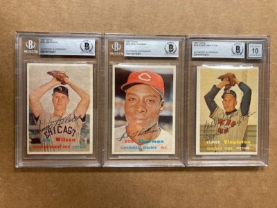 Elmer Singleton  Signed 1957 Topps NM Card Auction for 1 Card BAS Auto Grade 10