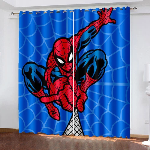 Marvel Spiderman Made Pair Thick Thermal Blackout Curtains Ring Top Eyelet Gifts - Picture 18 of 22
