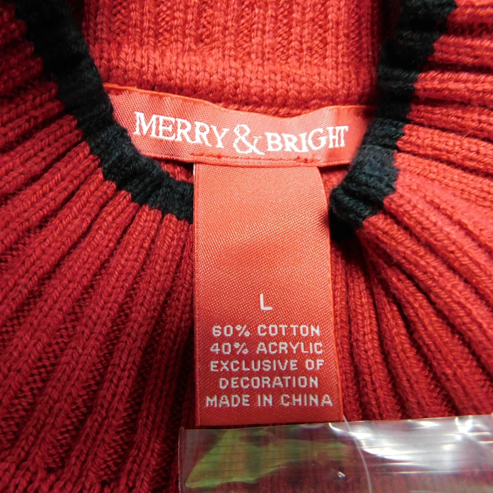 Merry & Bright Embroidered Beaded Cardinal Ugly Christmas Sweater - Large #7508