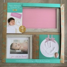 Baby Gift Set, Includes Letterboard, Hand or Footprint Ornament  Picture Frame