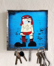 Drewniana deska na klucze 5 magnesów uchwyt na klucze z streetart, red punk