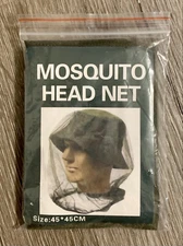 Anti-Mosquito Bug Insect Head Net Sun Protection Fishing Hiking Green Size 45