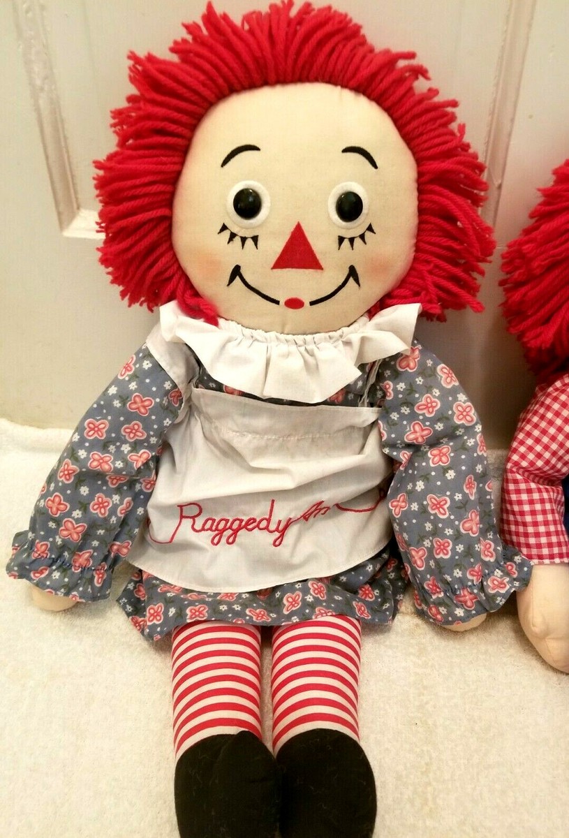 Raggedy Ann + Raggedy Andy Set Nice Stuffed Cloth Dolls Poseable