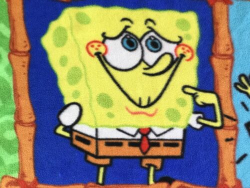 Vintage 2003 Nickelodeon Many Faces Of SpongeBob Fleece Throw Blanket 55” X 49” - Picture 3 of 21