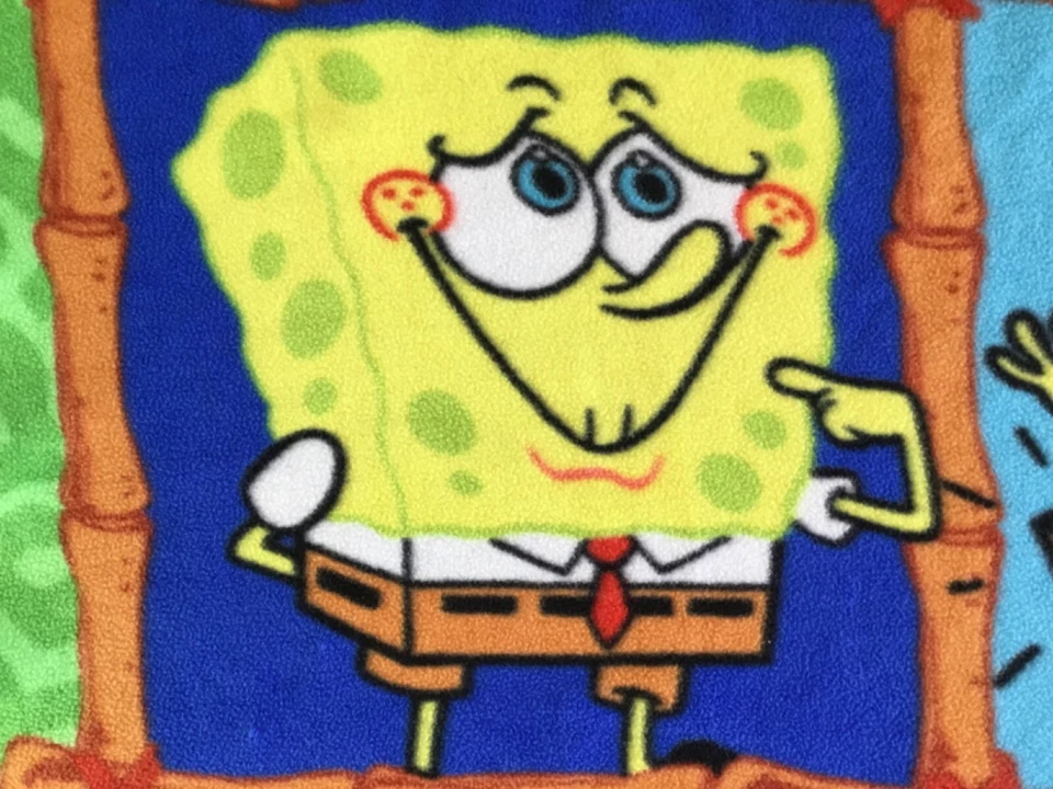 Cobertor de lã vintage 2003 Nickelodeon muitas faces de Bob Esponja 55” X 49” - Imagem 3 de 4