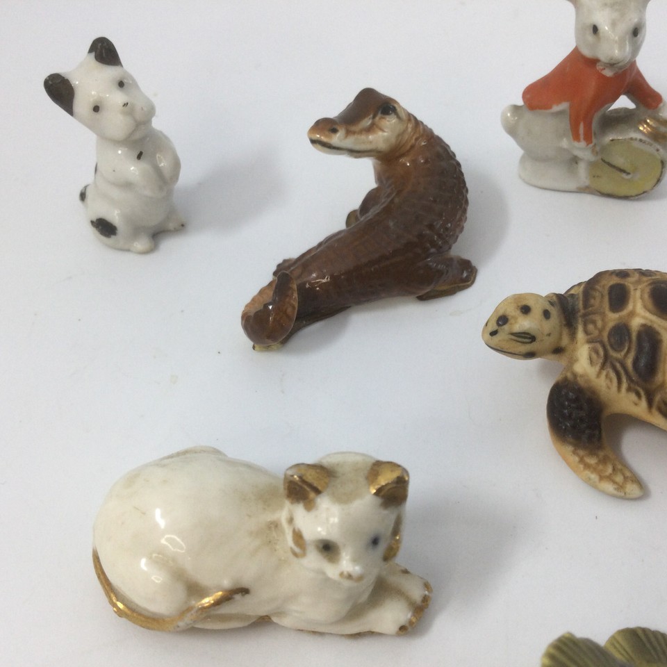 Ceramic Miniature Animal Figurines Dog Cat Crocodile Turtle Bird Rabbit