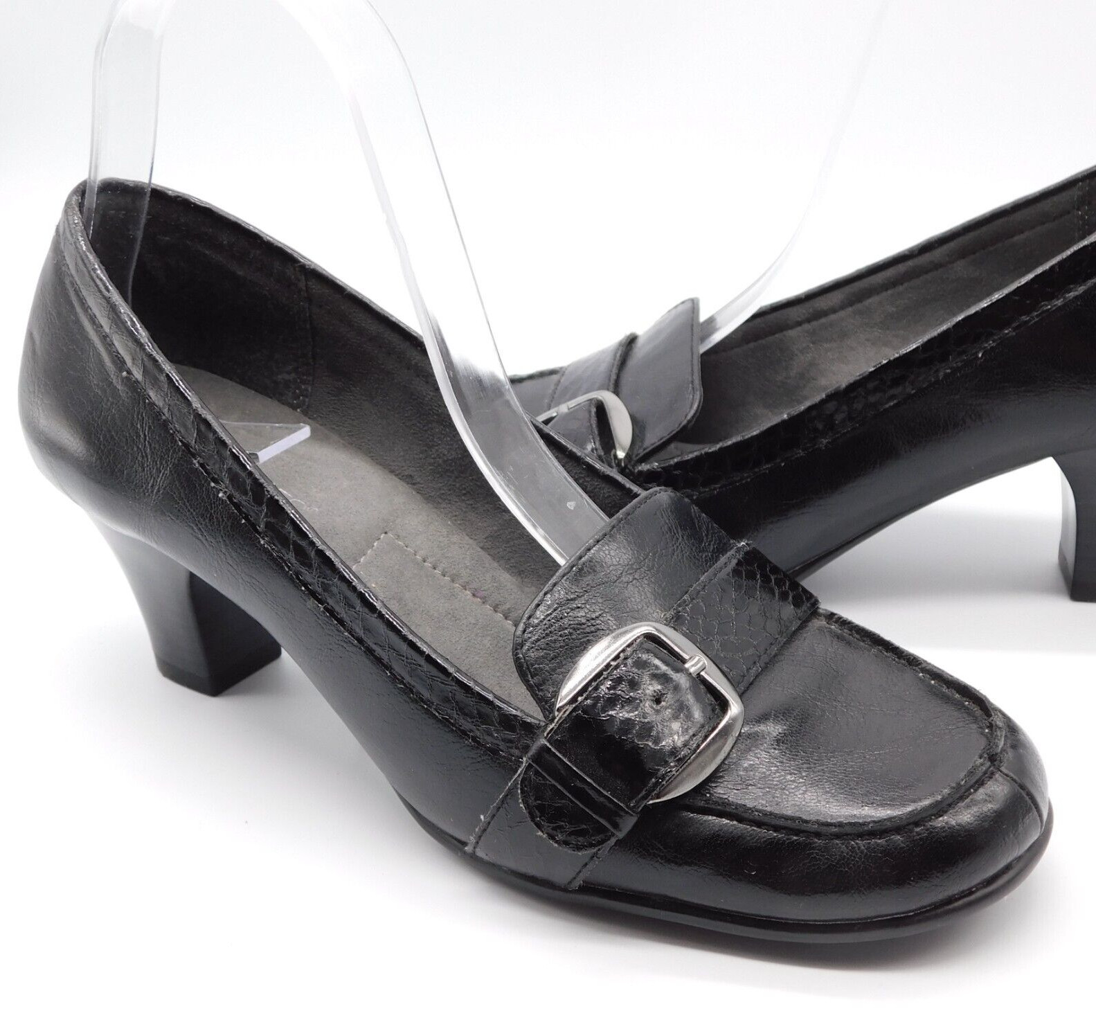 Aerosoles HeelRest Shoes Womens 8.5M US Black Oxford Pump Adjustable Strap 2.25"