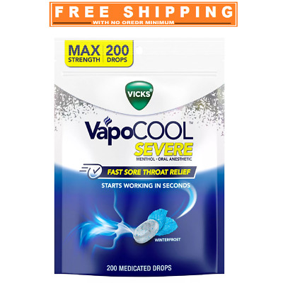 Vicks VapoCool Severe Medicated Sore Throat Drops, 200 ct.