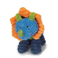 Dog Plush Toy with Squeaker, Squeaky, Blue Orange Soft Corduroy, Tricer, 9"