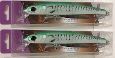 Qty 2 Samurai 6.5" 1.5oz Top Water Long Shot lure 2/0 treble hooks (Green Bass)