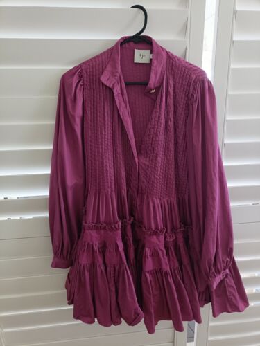 Aje Run Free magenta fuschia smock mini dress - size 8 - Picture 4 of 7