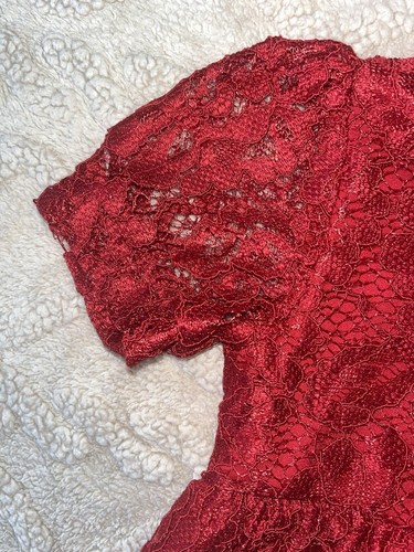Girls Two Layer Red Lace Dress - Love Cameron Size 5 - Formal Short Sleeve Dress - Picture 3 of 6