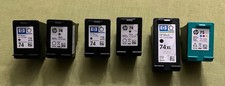 Lot of 6 empty HP ink cartridges for recycling/refill,  HP 74(4), 74XL and 75