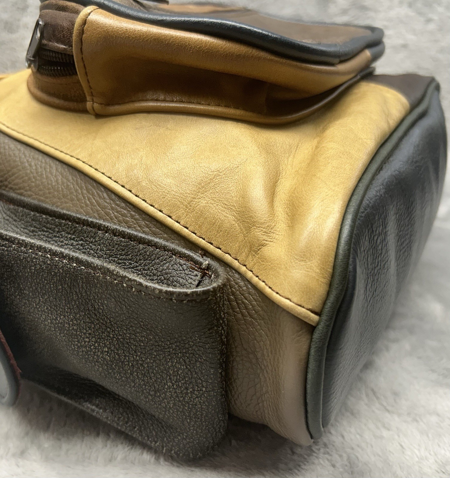 Multicolor Leather Patchwork Backpack Drawstring … - image 6