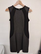 MICHAEL KORS Grey Black Colorblock Sheath Dress Size 4 UK 8 Work Office Smart