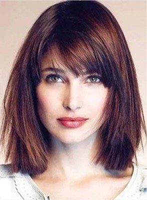 Human Hair Fashion Beautiful Women's Short Brown Straight Wigs 12 Inch
