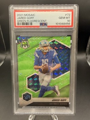 2021 Mosaic Jared Goff Green Fluorescent 10/10 PSA 10 -POP 1 🔥🔥🔥Triple 10