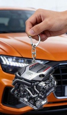 Handgefertigte Audi EA839 3.0 TFSI Motor Schlüsselanhänger, KFZ Geschenk für Auto Fans