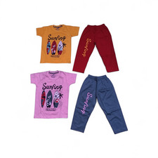 Boys 2 Piece Cotton Printed T Shirt  Pajama Set Size 1-8 Years
