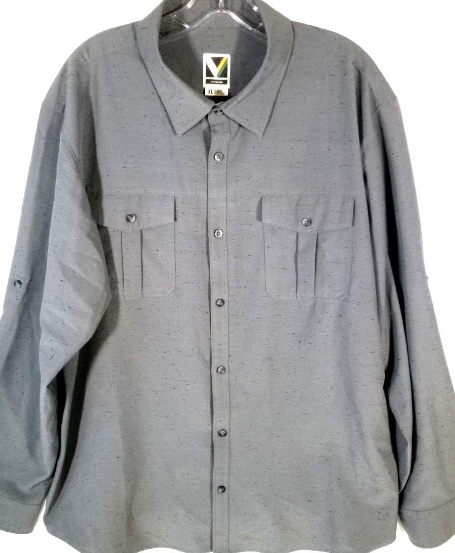 Voyager-Mens Long Sleeve-Button Down Travel Shirt-XL Extra Large-Gray-Easy Care
Opens in a new windo