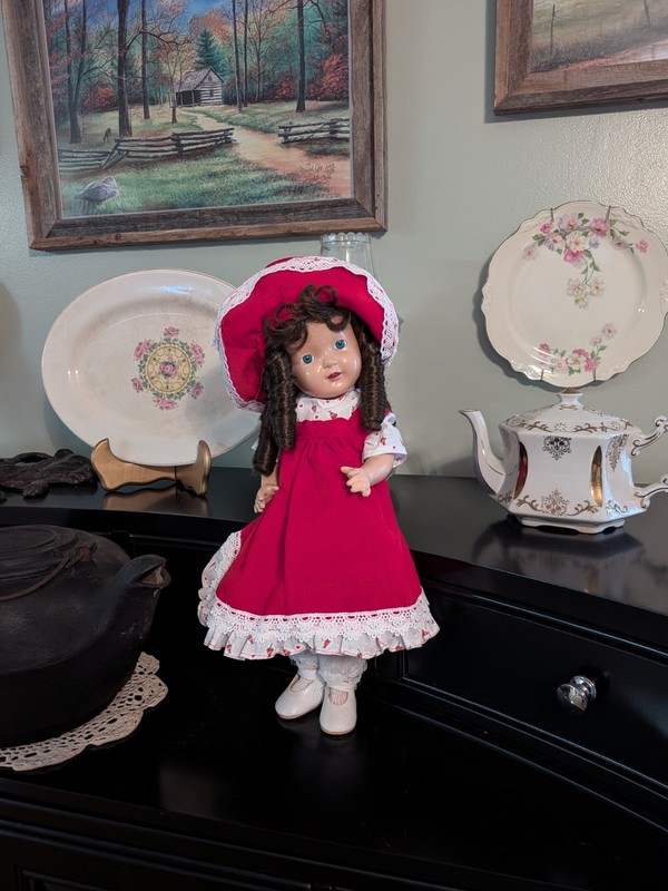 Early Composition Doll (Marked Nancy)  1920-40s New  Handmade Corduroy Outfit