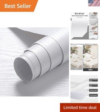 White Wood Contact Paper - 23.6 x 196 Inches - Self-Adhesive, Removable and W...