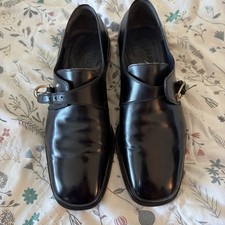 Salvatore Ferragamo Men s Black Buckle Up Dress Shoes Size 9 3E