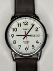 Vintage TIMEX Easy Reader White dial Silver tone Leather band  RUNNING GREAT