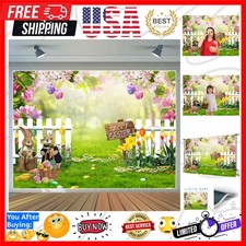 7x5ft Spring Easter Garden Photography Backdrop Easter Backdrop Green Grass L...