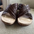 WOMEN'S DANSKO BROWN LEATHER CRISS CROSS STRAP WEDGE SANDALS 38/ 7.5-8 — photo 7