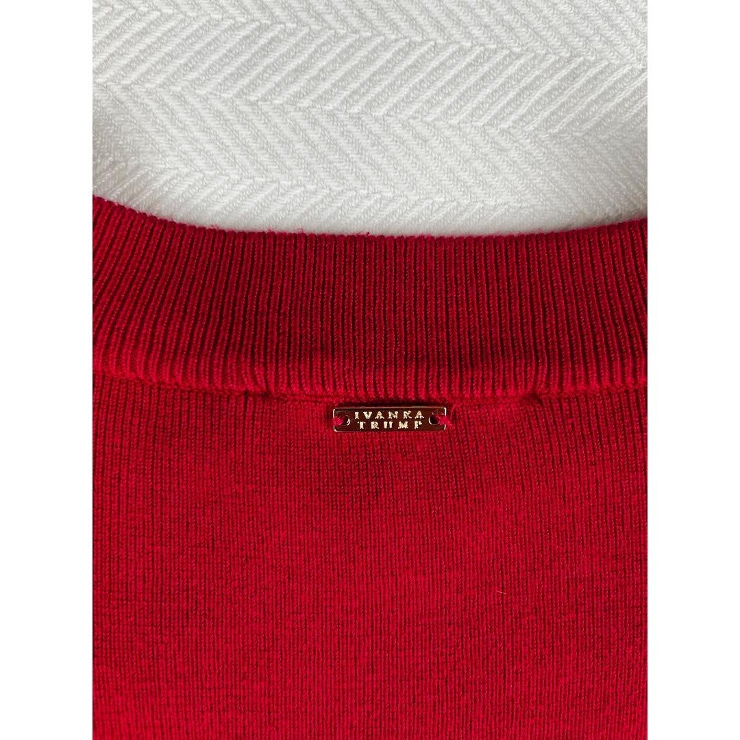 Ivanka Trump Women's Red Knit Sweater Bell Sleeves Crew Neck