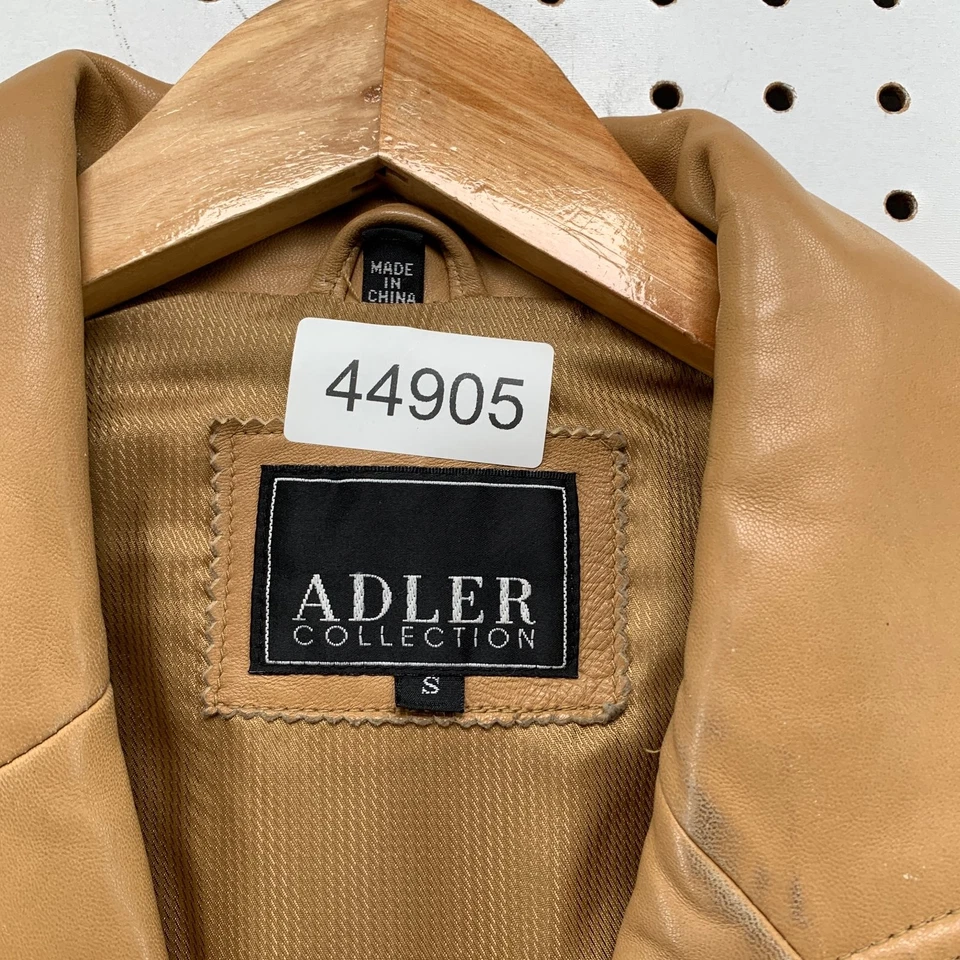 Chaqueta de cuero vintage de la colección Adler para mujer pequeña color tostado blazer con botones Foto 4 de 4