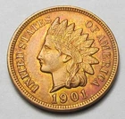 1901 INDIAN HEAD CENT,STRONG LIBERTY, 4 DIAMONDS,HIGH GRADE RED COIN!!!!(A2)