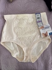Vtg NWT playtex tummy Trimming slimming briefs XL Almond Firm Satin Lace