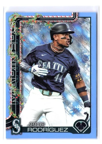 2025 Topps Holiday JULIO RODRÍGUEZ H186 Light Blue Glitter - Picture 1 of 2