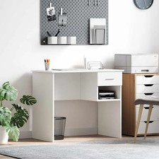 Image of Desk with Drawer White 90 x 49.5 x 75 cm Engineered wood vidaXL