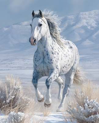 #ad 8x10 Spotted White Horse Winter Art Print 729015290 $6.95